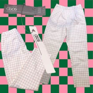 Asos Cream and Orange grid trousers